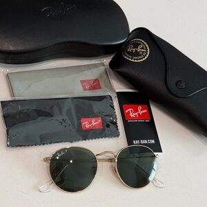 Ray-Ban Gold Frame Sunglasses with Dark Lenses